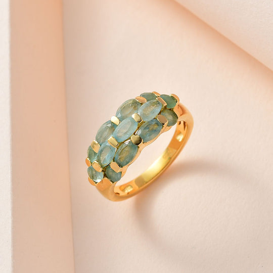 Grandidierit Ring, 925 Silber Gelbgold Vermeil, ca. 2.39 ct