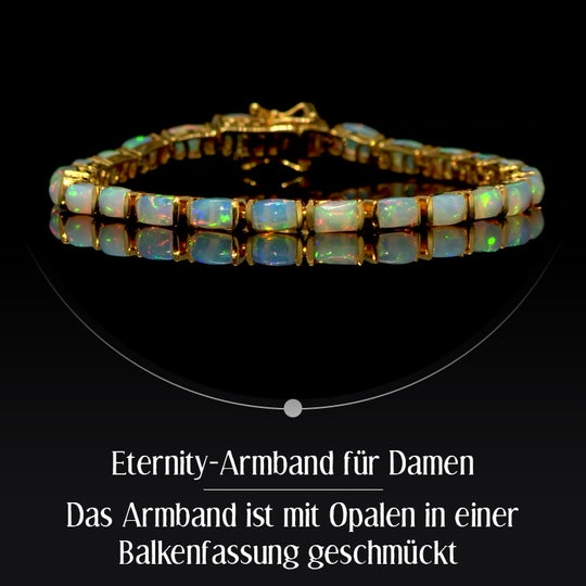 Natürliches, äthiopisches Welo Opal 19cm Armband, 925 Silber Gelbgold Vermeil - 10 ct.