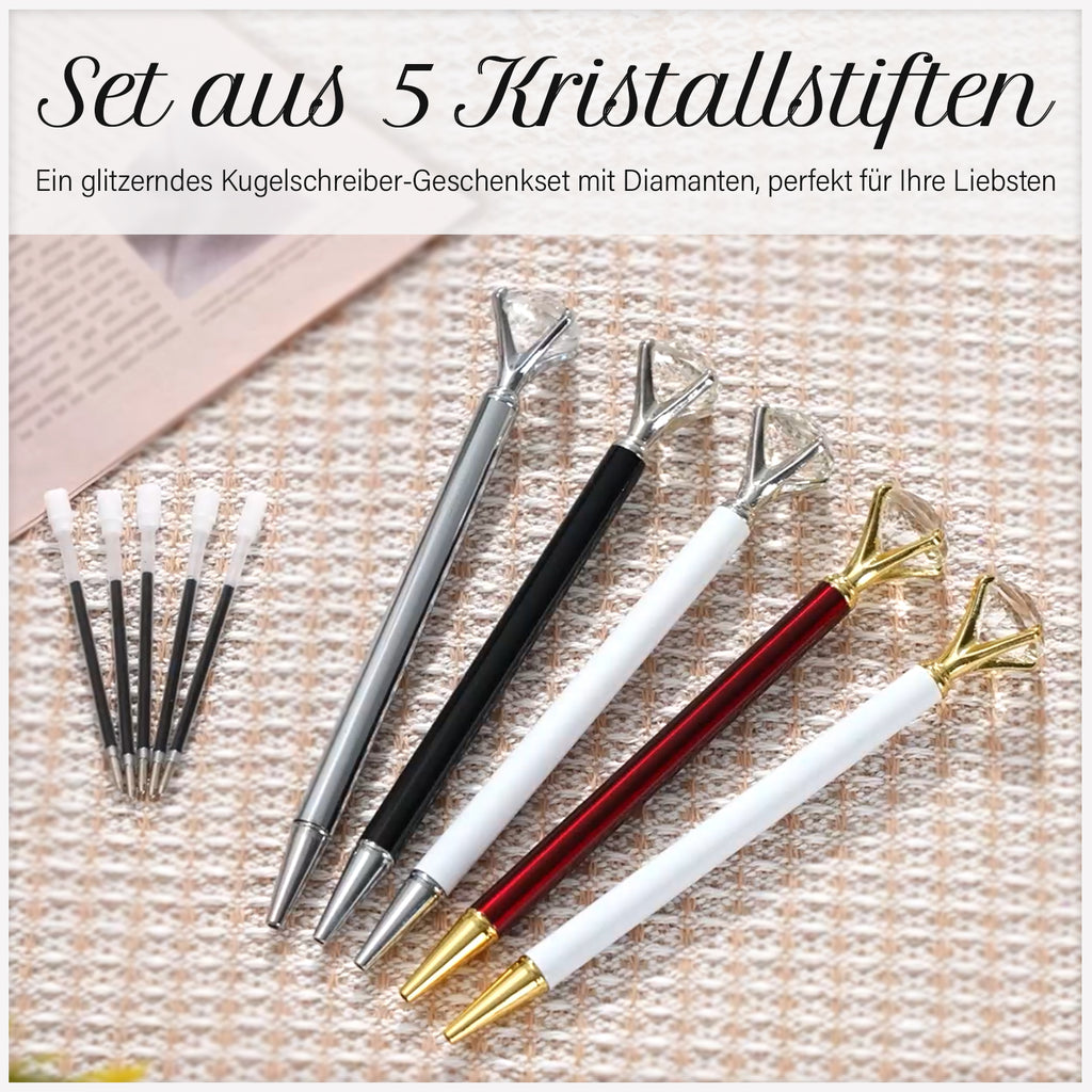 5er-Set Kristall-Kugelschreiber mit 5 Tinten, 15,2 cm, Mehrfarbig