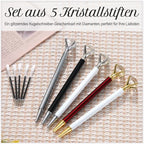 5er-Set Kristall-Kugelschreiber mit 5 Tinten, 15,2 cm, Mehrfarbig