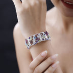 Jardin Kollektion - Himmelblauer Topas, Rhodolith Granat Armband ca. 19 cm 925 Silber platiniert ca. 23.00 ct