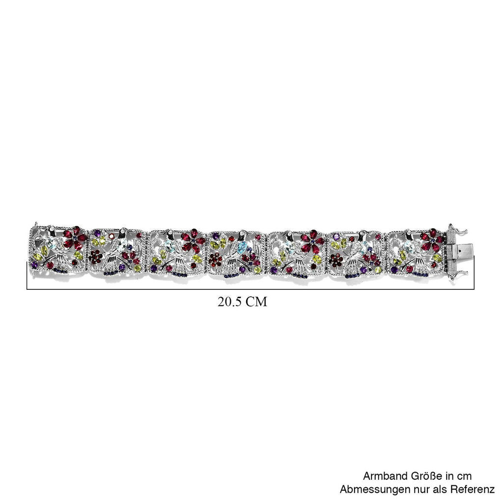 Jardin Kollektion - Himmelblauer Topas, Rhodolith Granat Armband ca. 19 cm 925 Silber platiniert ca. 23.00 ct