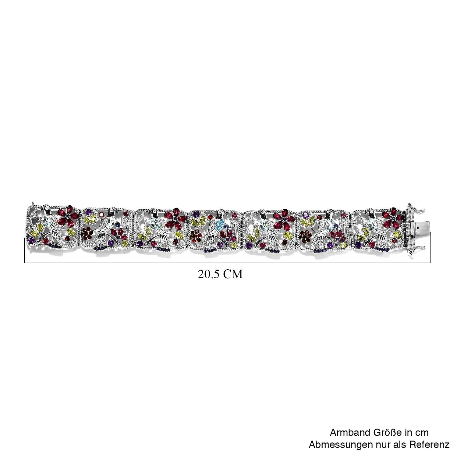Jardin Kollektion - Himmelblauer Topas, Rhodolith Granat Armband ca. 19 cm 925 Silber platiniert ca. 23.00 ct