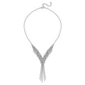 Wasserfall weißes Kristall Collier,, ca. 50 cm, silberfarben