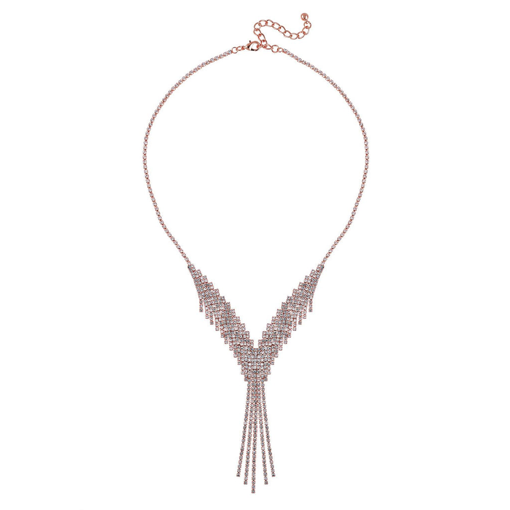 Wasserfall weißes Kristall Collier, ca. 50 cm, roséfarben