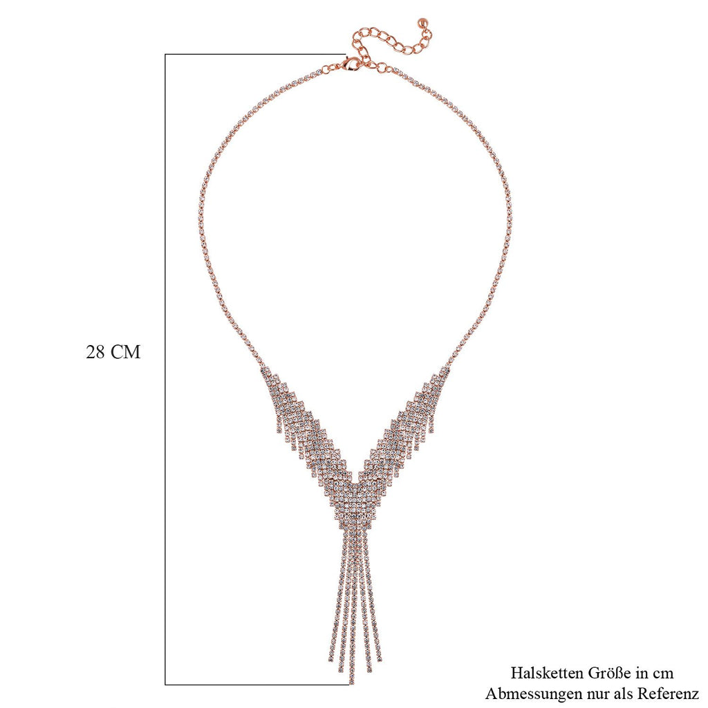 Wasserfall weißes Kristall Collier, ca. 50 cm, roséfarben