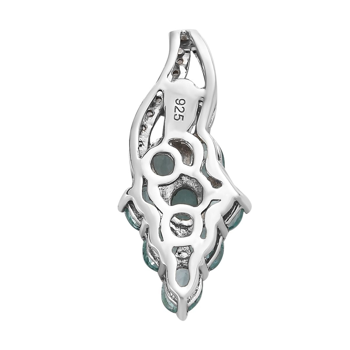 Minz Apatit, weißer Zirkon Anhänger, 925 Silber platiniert ca. 1.93 ct
