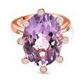 Rose De France Amethyst, weißer Zirkon Ring, 925 Silber rosévergoldet (Größe 16.00) ca. 11.77 ct