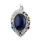 Labradorit, Rhodolith Granat Anhänger 925 Silber ca. 10.06 ct