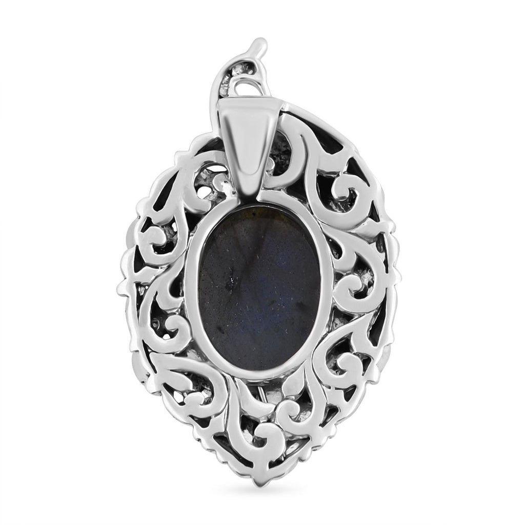 Labradorit, Rhodolith Granat Anhänger 925 Silber ca. 10.06 ct