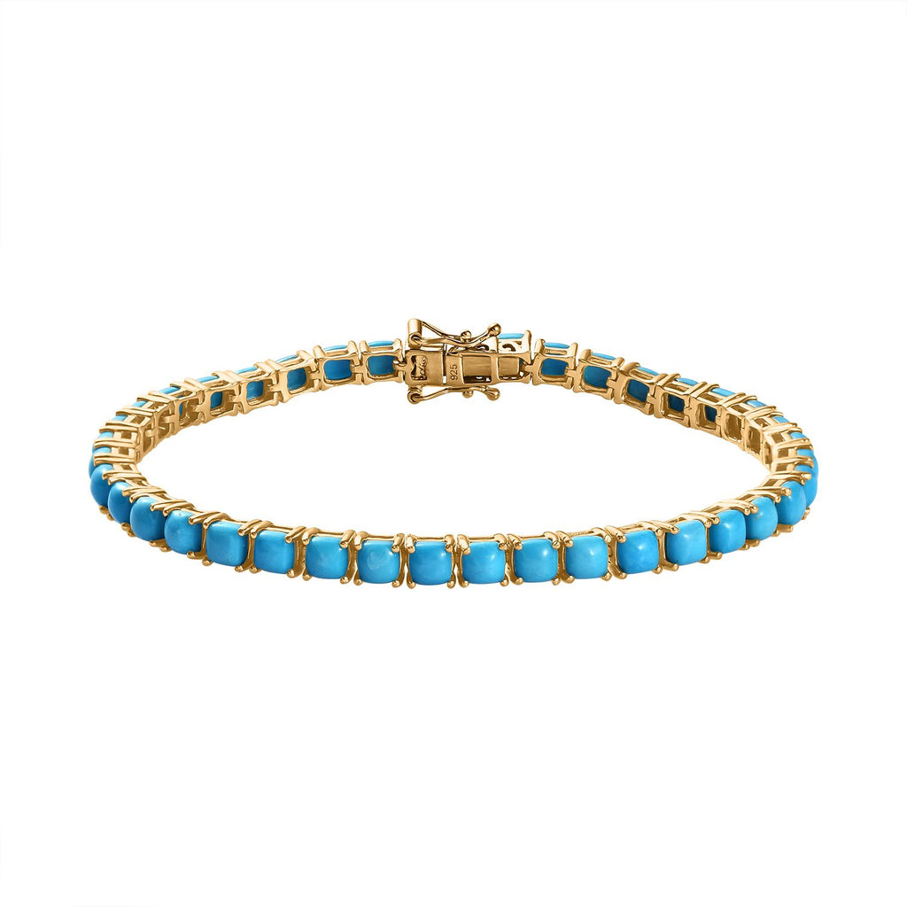 AA Amerikanische Sleeping Beauty Türkis Armband ca. 19 cm 925 Silber Gelbgold Vermeil ca. 12.62 ct