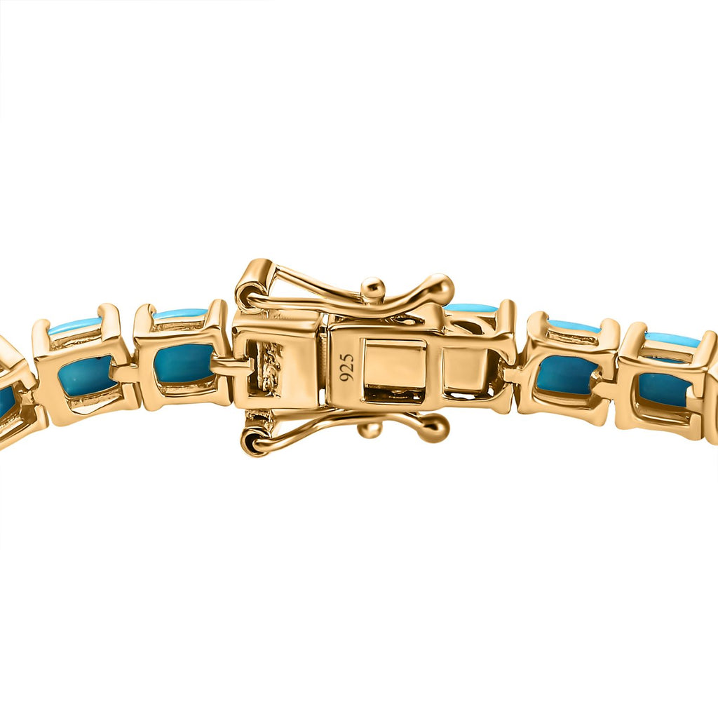 AA Amerikanische Sleeping Beauty Türkis Armband ca. 19 cm 925 Silber Gelbgold Vermeil ca. 12.62 ct