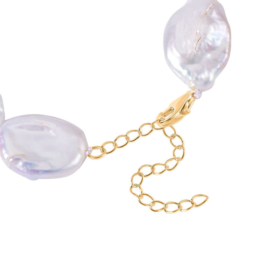 Lila Süßwasser Perle Armband, (15-16mm), ca. 18 cm 925 Silber vergoldet