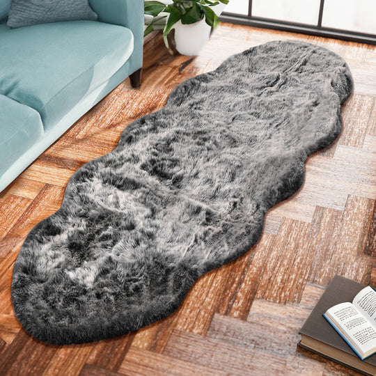 Luxury Edition: Wolkenweicher 2200 GSM Kunstfell Läufer 60x180 cm, grau meliert