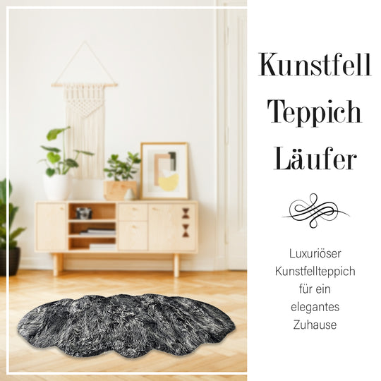 Luxury Edition: Wolkenweicher 2200 GSM Kunstfell Läufer 60x180 cm, grau meliert