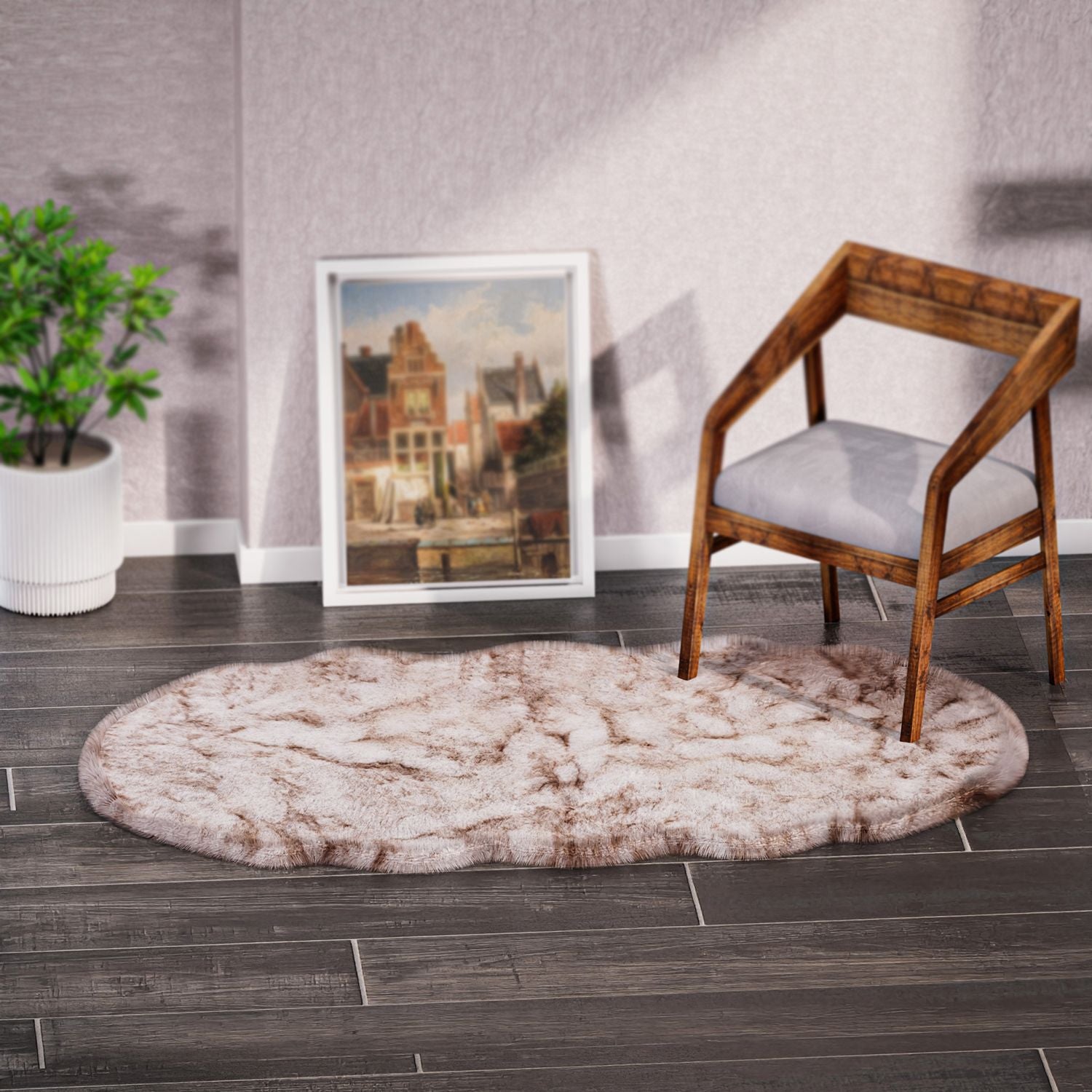Luxury Edition: Wolkenweicher 2200 GSM Kunstfell Teppich 100x180 cm, weiß meliert