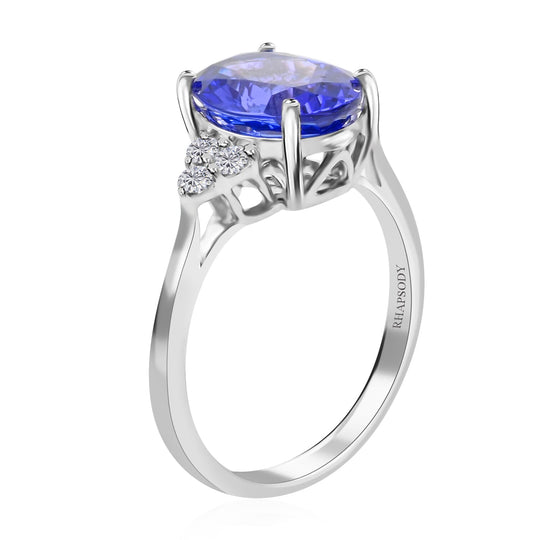 Rhapsody AAAA Tansanit, Weißer Diamant AGI zertifiziert Ring 950 Platin (Größe 17.00) ca. 2.75 ct