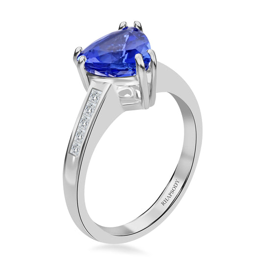 RHAPSODY AAAA Tansanit, weißer Diamant VS-EF, AGI zertifiziert und geprüft, Ring 950 Platin (Größe 20.00) ca. 2.00 ct