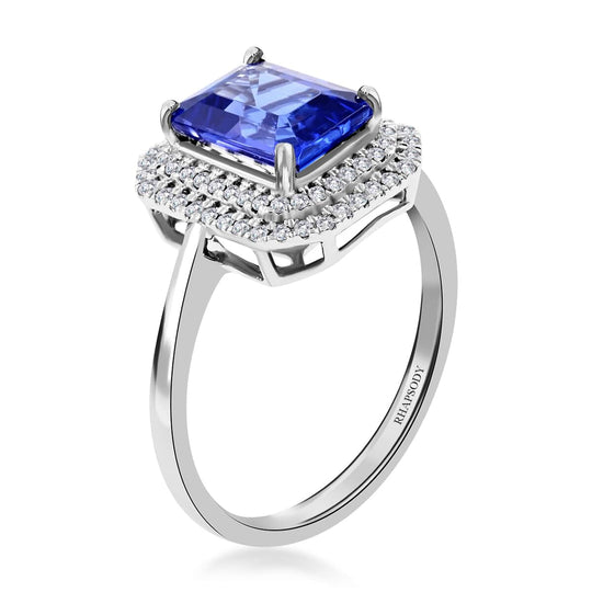 AAAA Tansanit, Weißer Diamant AGI zertifiziert Ring 950 Platin (Größe 17.00) ca. 3.00 ct