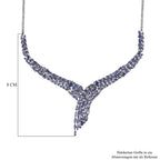 Tansanit Halskette ca. 45 cm 925 Silber platiniert ca. 12.48 ct