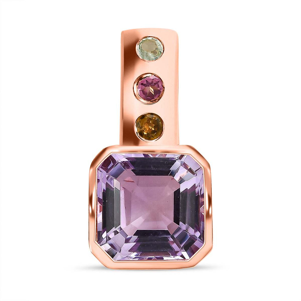 Rose De France Amethyst, mehrfarbiges Turmalin Anhänger, 925 Silber rosévergoldet ca. 6.04 ct