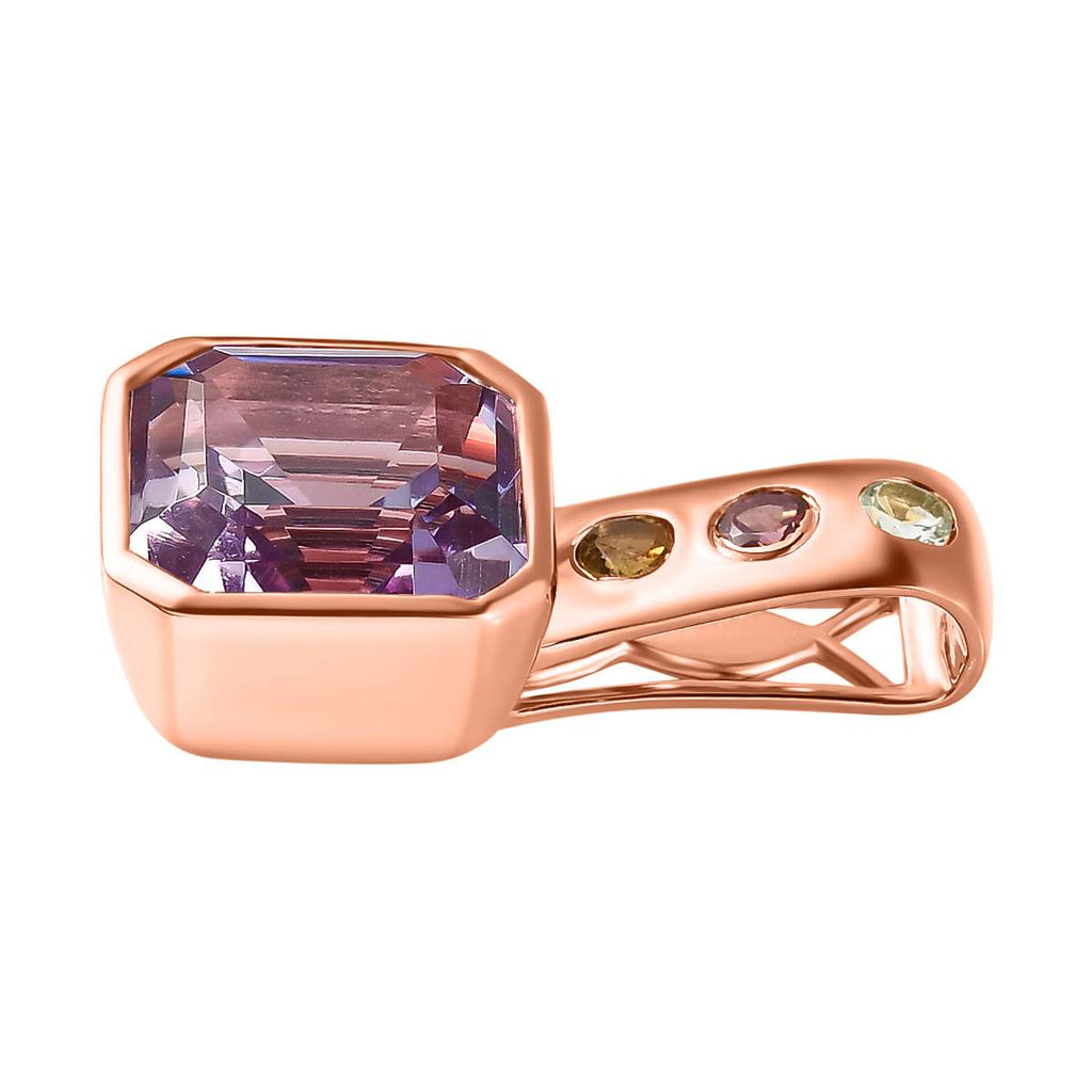 Rose De France Amethyst, mehrfarbiges Turmalin Anhänger, 925 Silber rosévergoldet ca. 6.04 ct