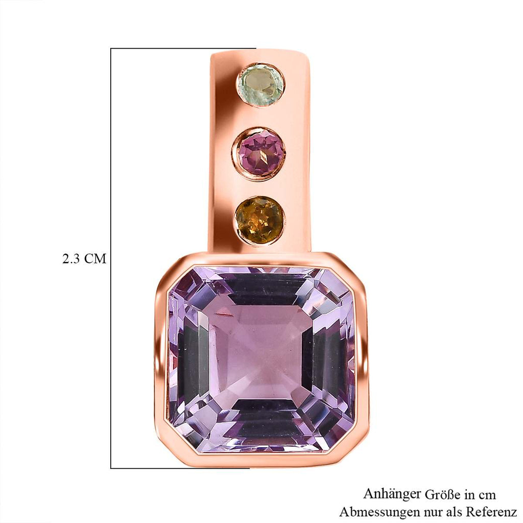 Rose De France Amethyst, mehrfarbiges Turmalin Anhänger, 925 Silber rosévergoldet ca. 6.04 ct