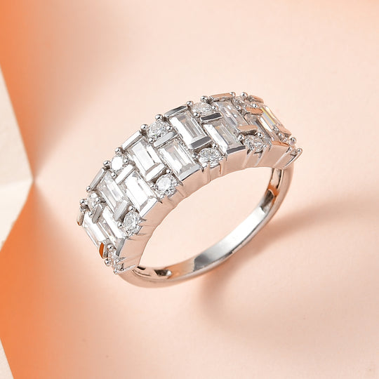 D'Joy Moissanit Ring 925 Silber Platiniert (Größe 16.00) ca. 1,56 ct