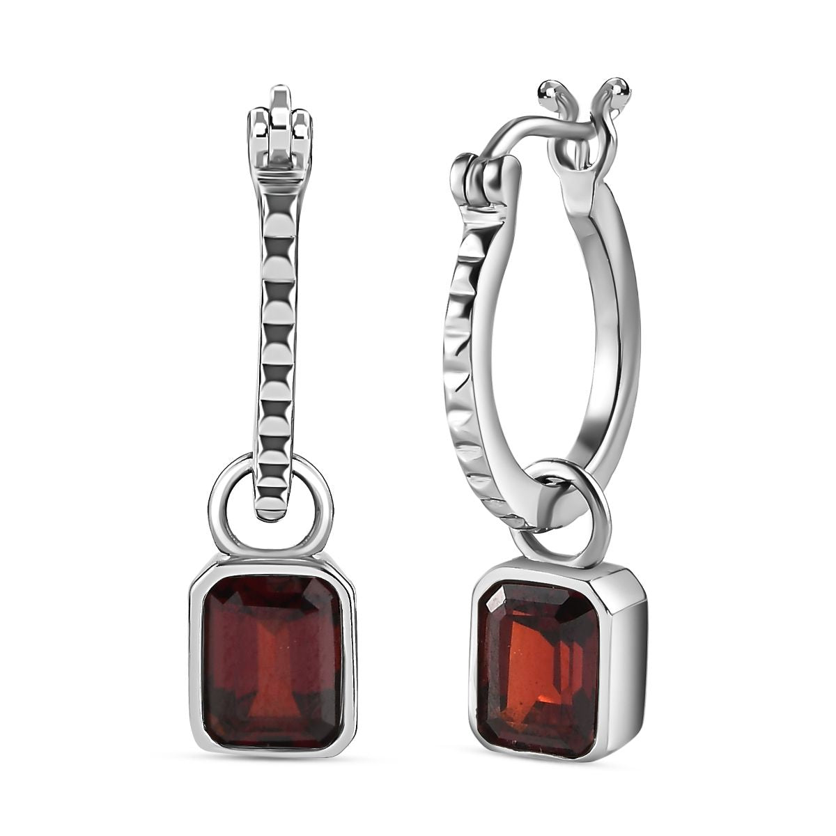 Roter Granat Ohrringe, Edelstahl ca. 3.94 ct
