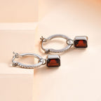 Roter Granat Ohrringe, Edelstahl ca. 3.94 ct