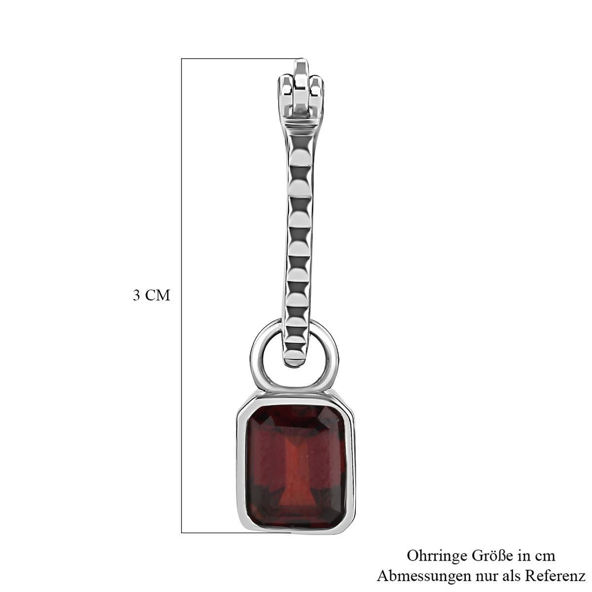 Roter Granat Ohrringe, Edelstahl ca. 3.94 ct