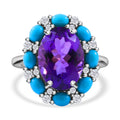 AA Lusaka Amethyst, Sleeping Beauty Türkis Ring, 925 Silber platiniert (Größe 17.00) ca. 8.09 ct