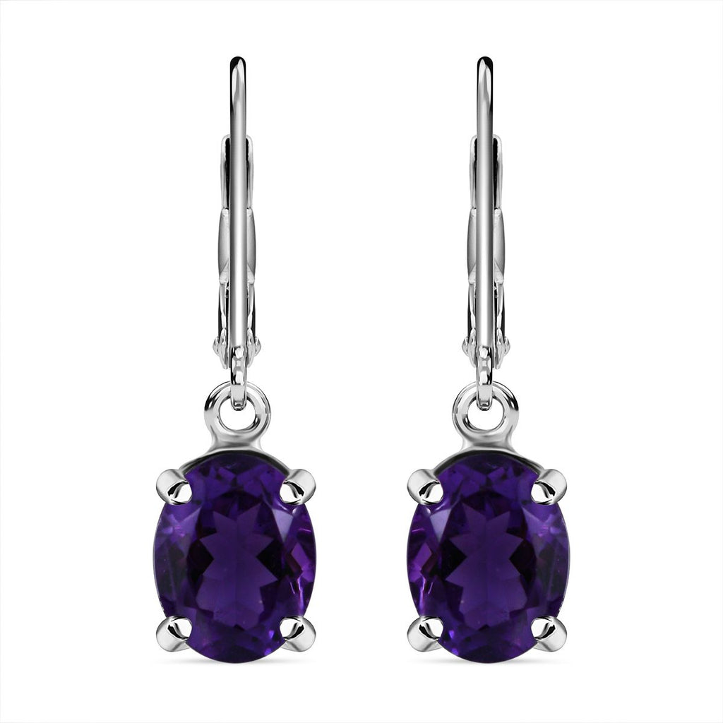 AA Lusaka Amethyst Ohrringe 925 Silber platiniert ca. 3.68 ct