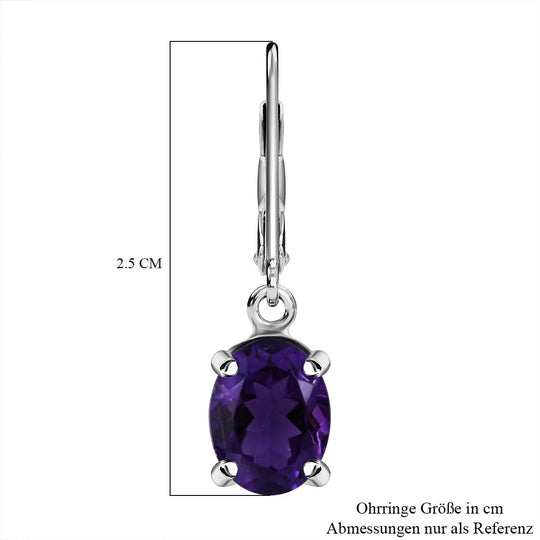 AA Lusaka Amethyst Ohrringe 925 Silber platiniert ca. 3.68 ct