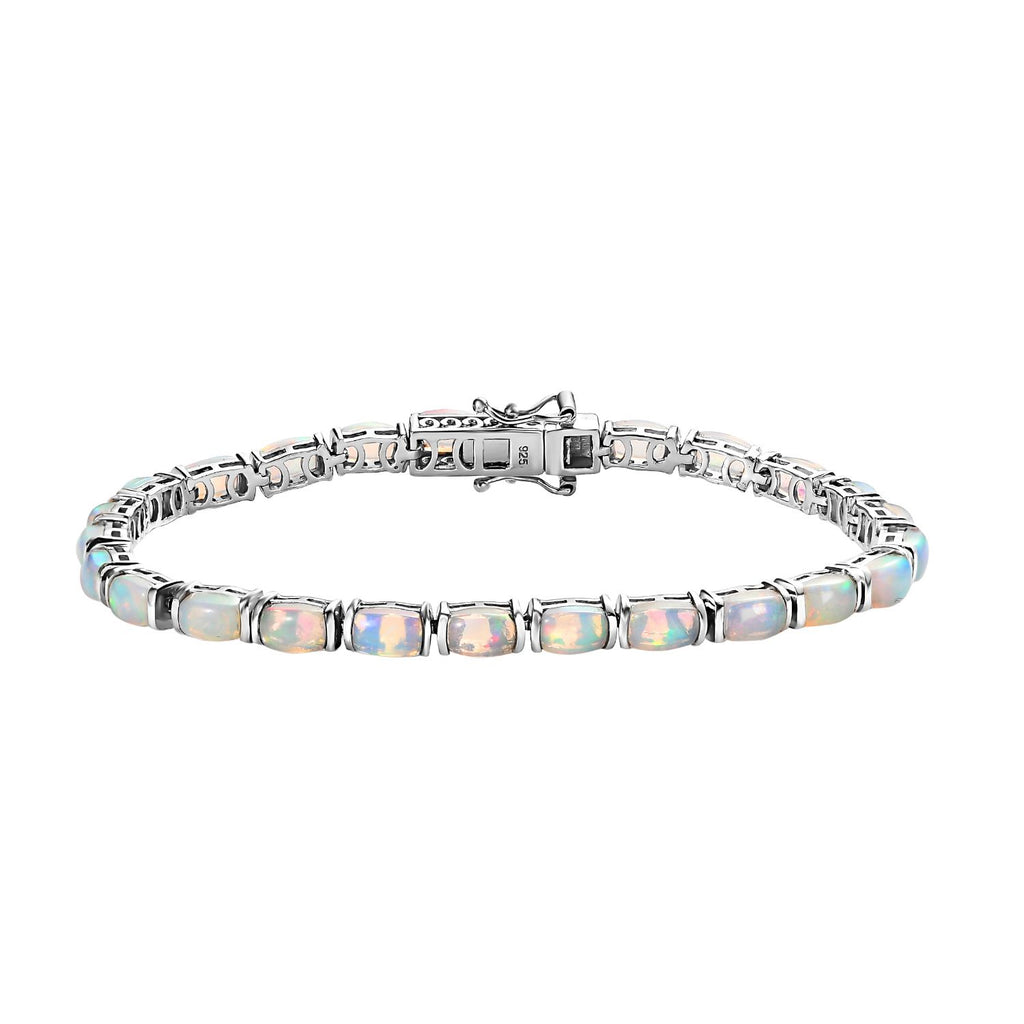 Natürlicher, äthiopischer Welo Opal Armband ca. 19 cm 925 Silber platiniert ca. 8,47 ct.
