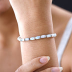 Natürlicher, äthiopischer Welo Opal Armband ca. 19 cm 925 Silber platiniert ca. 8,47 ct.