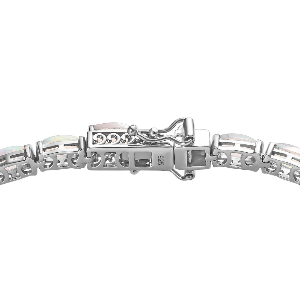 Natürlicher, äthiopischer Welo Opal Armband ca. 19 cm 925 Silber platiniert ca. 8,47 ct.