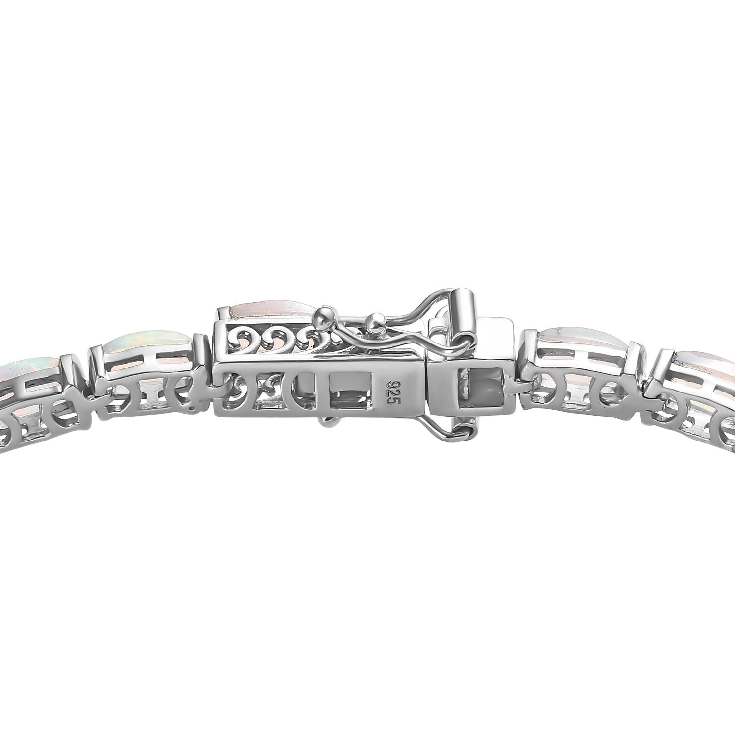 Natürlicher, äthiopischer Welo Opal Armband ca. 19 cm 925 Silber platiniert ca. 8,47 ct.