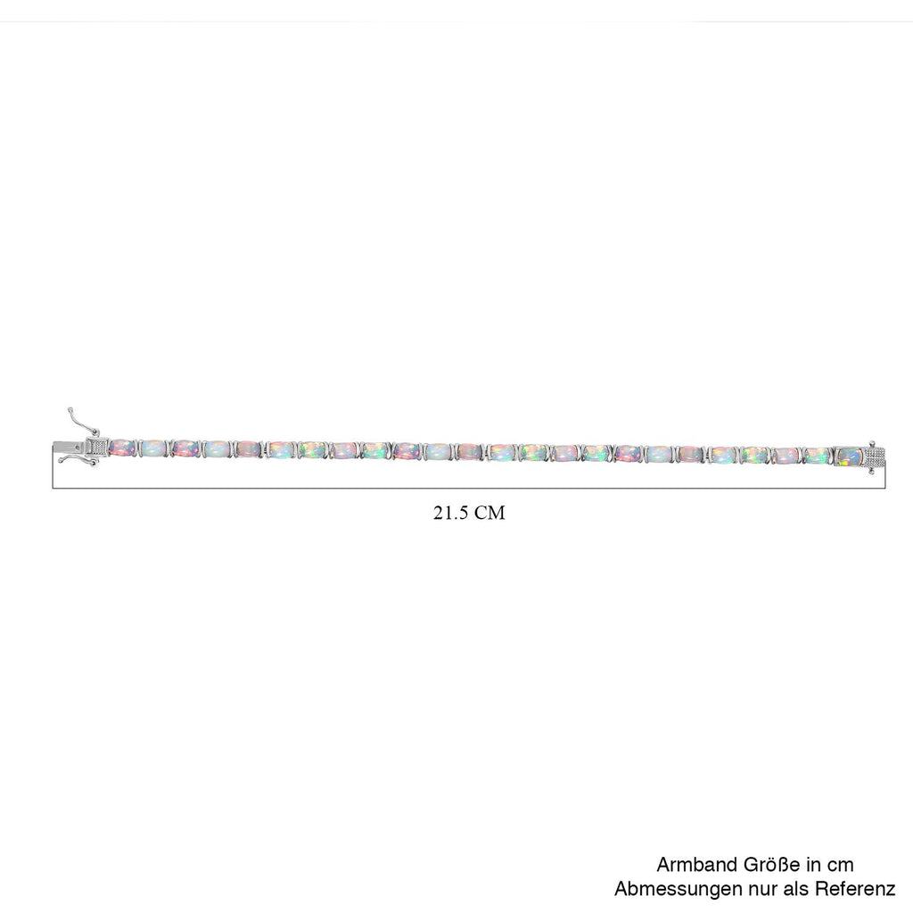 Natürlicher, äthiopischer Welo Opal Armband ca. 19 cm 925 Silber platiniert ca. 8,47 ct.