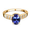 AA Tansanit, weißer Diamant Ring, 585 Gold (Größe 19.00) ca. 2.07 ct