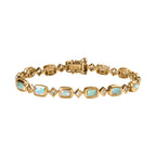 AA Natürlicher, äthiopischer Welo Opal, Weißer Topas Armband ca. 20 cm 925 Silber vergoldet ca. 5.79 ct