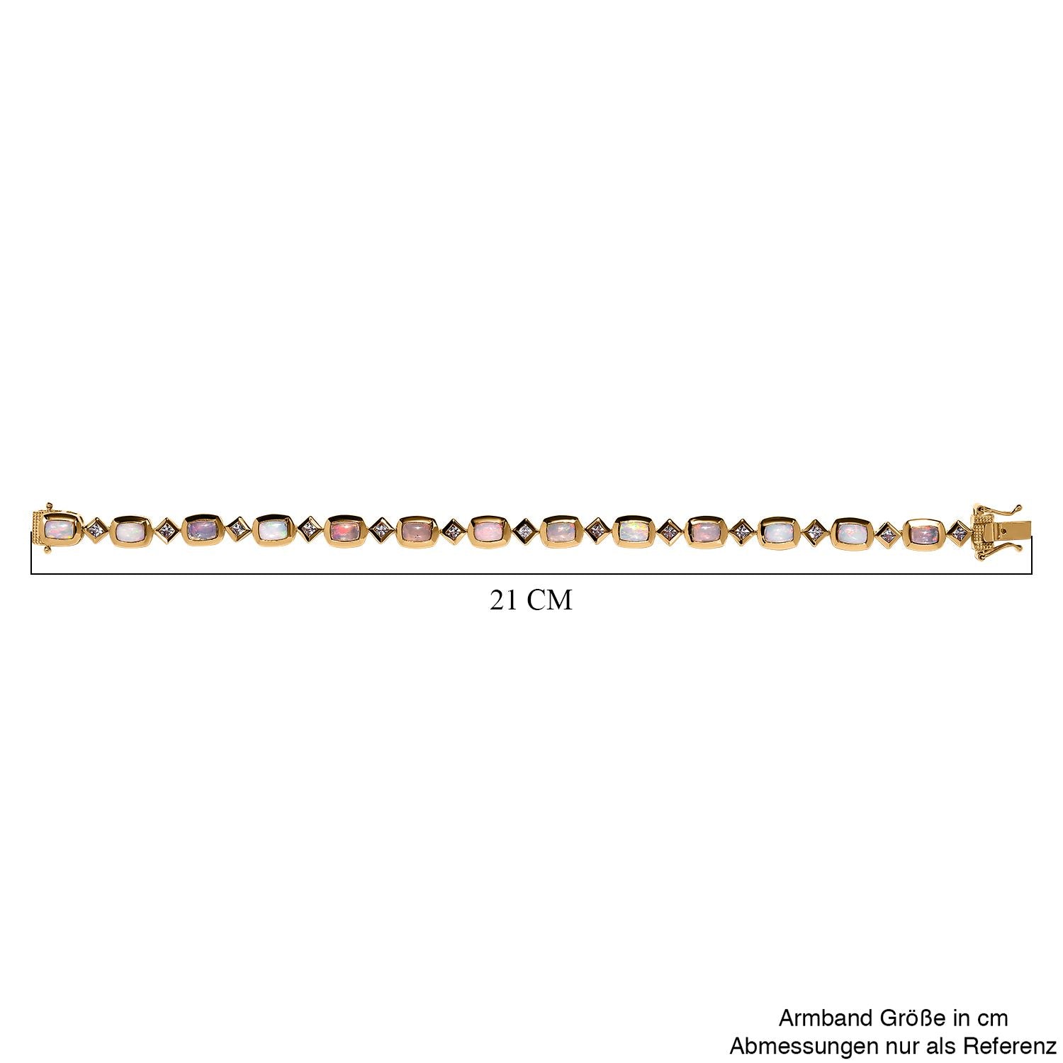 AA Natürlicher, äthiopischer Welo Opal, Weißer Topas Armband ca. 20 cm 925 Silber vergoldet ca. 5.79 ct