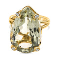 Prasiolite, Weißer Zirkon Ringe 925 Silber Gelbgold Vermeil (Größe 17.00) ca. 20.43 ct