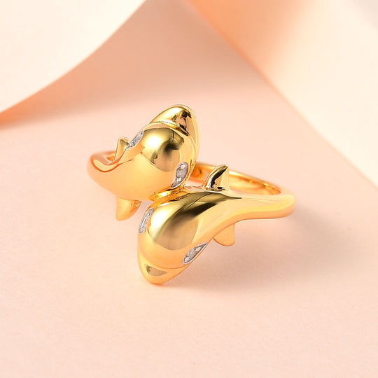 GP Kollektion - Weißer Diamant und Kanchanaburi Blauer Saphir Ring, 925 Silber Gelbgold Vermeil, (Größe 17.00) ca. 0.05 ct