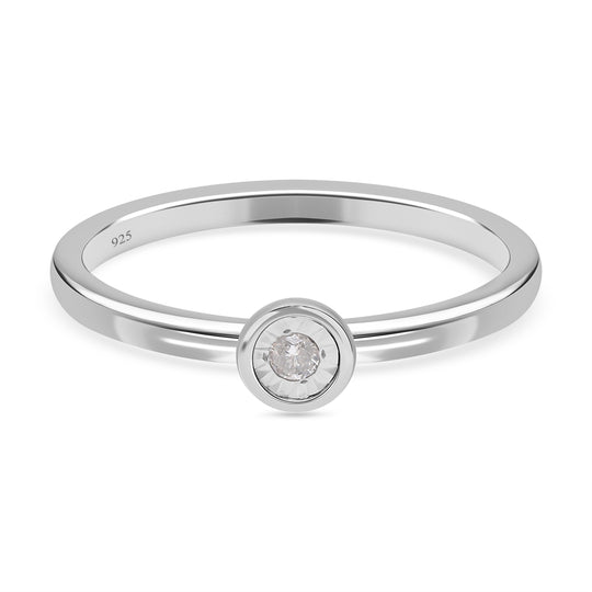 Weißer Diamant I2 Ring, 925 Silber Roségold Vermeil, (Größe 17.00) ca. 0.05 ct
