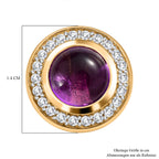 Afrikanischer Amethyst, weißer Zirkon Ohrringe, 925 Silber vergoldet ca. 4.87 ct