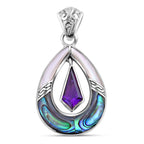 Afrikanischer Amethyst, Perlmutt Anhänger 925 Silber ca. 1,89 ct.
