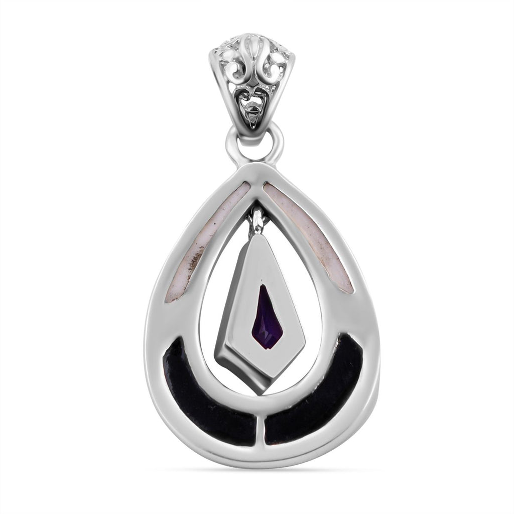 Afrikanischer Amethyst, Perlmutt Anhänger 925 Silber ca. 1,89 ct.