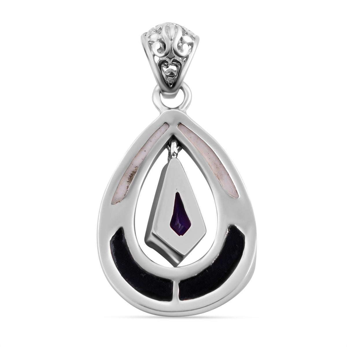 Afrikanischer Amethyst, Perlmutt Anhänger 925 Silber ca. 1,89 ct.