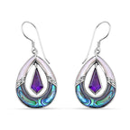 Royal Bali - Afrikanische Amethyst, Abalone Muschel Ohrringe 925 Silber
